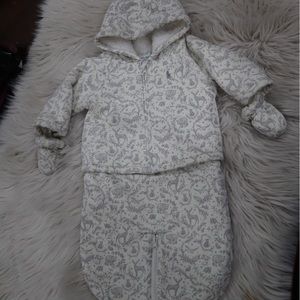 Ralph Lauren Cream and Gray Baby Jacket and Bunting Set